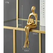 Golden Abstract Sitting Sculpture Sitting Thinker Statue Resin Cutout Art