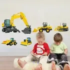 Engineering construction Vehicle Crane Wall Fabric Decal Set Sticker Boys Room