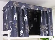 3pcs Cartoon Bunk Bed Curtain for Students Dormitory, Privacy Blackout Shading Cloth, Dustproof Breathable Protector Privacy Bed Canopy for Upper Lower Loft Bed Dorm Rooms(Snow Deer,43.34H" x 78.74L")