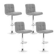 Set of 4 Fabric Swivel Bar Stools - Grey