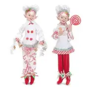 RAZ Imports Kringle Candy Co. 16" Posable Elf Asst of 2 (White/Red)