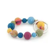NEW JILZARAH Handmade Clay Beads BOHEMIAN MULTI 15mm SMALL Wrist Keychain