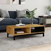 Solid Wood Pine Coffee Table, Open Compartments with Wood Legs – FLAM Living Room Tables, Home, Modern Storage, 100x50x32.5 cm
