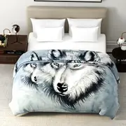 Renee Taylor 100 % Acrylic Soft Heavy Weight Printed Mink Blankets 220 x 240 Cms Artic Wolf