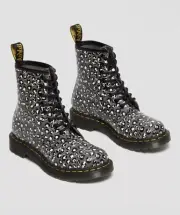Dr. Martens Docs 1460 Gunmetal Loud Leopard Smooth Leather Boots Womens Size 6