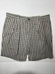 Dockers Recode Pleated Shorts Men’s SZ 40 Plaid Check Chinos Golf NEW