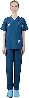 [H HKDHXKAOU] 4-Way Stretch Fabric Scrubs, Scrubs for Women Set, Stretch Scrub Top & Pants with 5 Pockets, Slim Fit