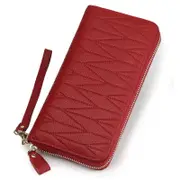 Womens Wallet Leather RFID Blocking Purse Credit Card Clutch- Wine Red