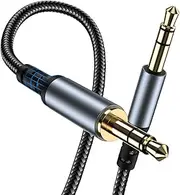 KOOPAO 3.5mm Aux Cord(6.6Ft / 2M), 3.5mm Male to Male Auxiliary Cable, 24K Coating Jack Nylon Braided Cord for Headphones Cellphone Speaker Cars MP3 Mixer Compatible with IPads iPod Mac