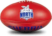 Sherrin North Melbourne Kanfgaroos AFL Team Leather Football, Red, Size 5
