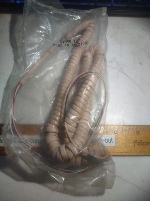 Telephone Handset non-modular Receiver Cord 12ft Beige Curley Cords