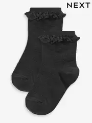 Black 2 Pack Cotton Rich Ruffle Ankle Socks (M03395) | $10 - $12