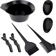1st Choice Hair Dye Color Brush and Bowl Set, Hair Color Brush Mixing Bowl Kit Tint Comb for Hair Tint Dying Coloring Applicator(2 brushes+mix bowl+earmuffs+ 2 clips)