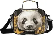 Insulated Lunch Box Panda Flower Cute for Women Men - Ideal for Work, Picnics - Includes Adjustable Shoulder Strap
