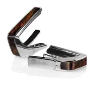 Thalia Exotic Shell Collection Chrome Guitar Capo, Tennessee Whiskey Wing Inlay