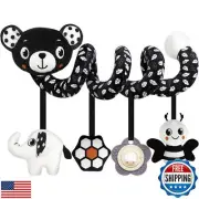 Baby Carseat Toy Black and White Rattle Spiral Hanging Activity Stroller Toy