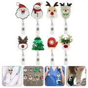 8 Pcs Retractable Badge Reel Holder Christmas Easy Pull Button Nurse