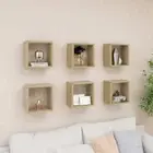 NNEVL Wall Cube Shelves 6 pcs Sonoma Oak 26x15x26 cm
