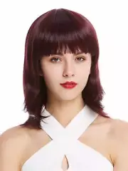 Ladies' Wig Bob Long Bob Short Smooth Fringe Red Auberginenrot YZF-4362-110