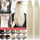Premium Tape in on Russian Remy Human Hair Extensions Skin Weft Blonde THICK DFM