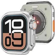 TOPBD Alloy Watch Case for Apple Watch Case Ultra 49mm Case Series S10 46mm S9 S8 S7 S6 S5 S4 SE 44MM 45MM Protector Frame Cover Metal Bumper Case(Matt Silver,49MM)