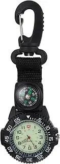[BESTYASH] Multifunctional Carabiner Clip Watch with Compass Portable Pocket Watch for Backpackers Durable Nylon Strap for Outdoor Adventures Travel
