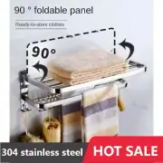 304Stainless Steel Folding Movable Bath Towel Shelf Rack Holder Storage Shelf