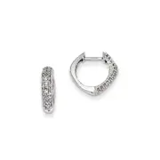 14k White Gold Real Diamond Hinged Heart Earrings