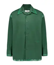 MM6 Maison Margiela Drop Shoulder Coated-Trim Shirt IT46 Green