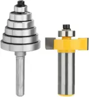 Rabbeting Bit, 1/2 Inch Shank Rabbeting Router Bit with 6 Bearings Set for Mu...