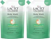 Lacto Calamine 1% Salicylic Acid Body Wash Refill Pouch | 500ml - Pack of 2 | For Body Acne, Back Acne,Rough & Bumpy Skin | Cica, Aloe Vera,Turmeric & Natural Scrub Beads | Shower Gel For Men & Women