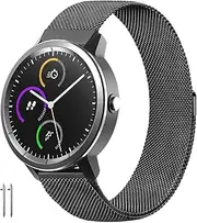 [Kiewhay] Band for Garmin Venu 2 Plus/Venu/Vivomove 3/Venu sq/Forerunner 245/245 Music/645/645 Music, 20mm Watch Band Stainless Steel Replacement Strap for Garmin