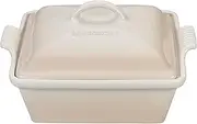 [Le Creuset] Stoneware Heritage Covered Square Casserole, 2.5 qt. (9"), Meringue