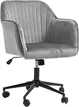 Casa Decor Arles Office Chair Fabric Upholstery 5 Star Swivel Base Gas Lift Height Adjustable Mid Back Seat Design (Grey)