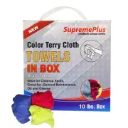 New Color Terry Towel Rags for Multipurpose Cleaning - 10 lbs. Compressed Box