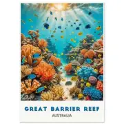 Great Barrier Reef Australia Poster Vibrant Coral Reef Scene With Exotic Marine