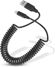 Coiled USB A to Lightning Cable, KETAKY Plus [MFi Certified & CarPlay Compatible] Spring Retractable Charging Cord Fast Charge and Data Sync for iPhone 13/12/11 Pro/X/iPad/iPod and More