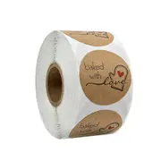 500 Pcs/roll Round Handmade Stickers Rolls Scrapbooking for Package Adhesive Natural Kraft Thank You Sticker Seal Labels Stationery