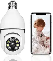 E27 Bulb Camera, 1080P Security Camera System with 2.4GHz WiFi, 360 Degree Wireless Home Surveillance Cameras, Night Vision, Two Way Audio, Smart Motion Detection