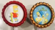 2 Red Bart + Gold Simpson Family Nurse ID Holder badge Reel Swivel Clips