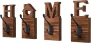 Rustic Coat Hooks for Hanging Keys, Hats or Bathroom Wood and Black Metal