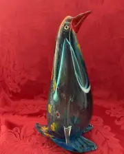 NEW FLAWLESS Stunning MURANO Italy Art Glass Aqua & Millefiori Crystal PENGUIN