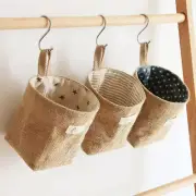 Foldable Hanging Storage Bags Cotton Linen Small Organizer Storage Baskets Decor