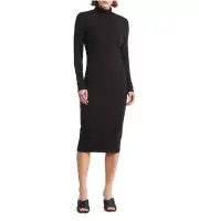 James Perse NWT New Black Mock Neck Dress Sz 4, XL US