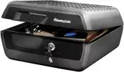 Fireproof Waterproof Safe Box with Key Lock - 0.36 Cubic Feet, Grey/Black