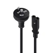 Alogic 2m Aus 2 Pin Mains Plug to IEC C7 - Male to Female [MF-AUS2PC7-02RBLK]