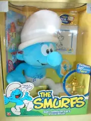 TALKING PLUSH SMURF SPECIAL EDITION WITH GOLD FIGURE & DVD *NEW* IN BOX
