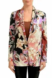 Just Cavalli Multi-Color Floral One Button Women's Blazer US S IT 40