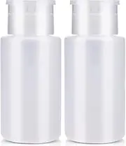 2 Pack Push Down Pump Dispenser Empty Push Top Translucent Bottles Containers For Nail Polish Makeup Remover Micellar Water Facial Toner 6.08oz/180ML