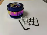 Blue & Neo Chrome Car Steering Wheel Quick Release HUB Adapter Snap Off Boss Kit (for: Audi)